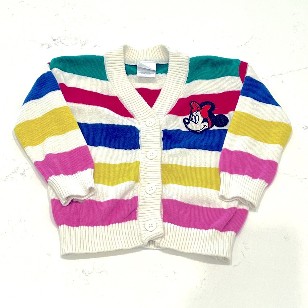 Minnie Mouse Disney 100 Striped Rainbow Cardigan 2T